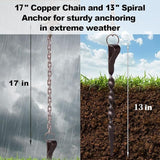 Rain Chain Anchor Stake for Copper Gutter Chains, 30'' Powder Coated Iron Downspout Chains Anchoring, Universal Fit Outside Rain Catcher System Accessories, Replacement for Basin and Barrel in Spring.
