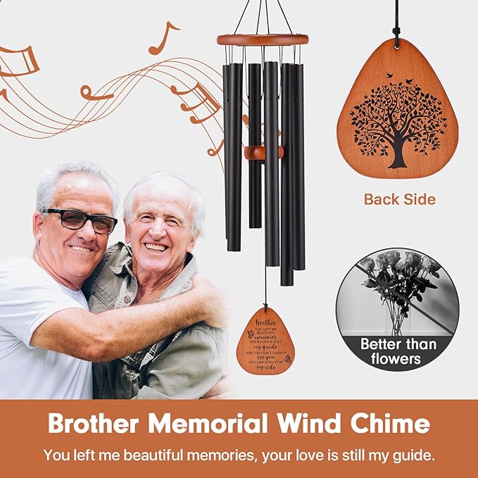 AMBOBE Memorial Gifts for Loss of Brother, 32" Memorial Wind Chimes for Loss of Brother Sympathy Gifts, Remembrance/Bereavement Gifts for Loss of Brother, Windchimes in Memory of Brother