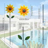 Sunflower Wind Spinner Outdoor, Metal Wind Sculptures with Stake, Outdoor Windmill Flower Pinwheels Decorations for Yard Garden Lawn Patio Decor 46 * 10 inchs