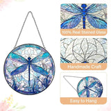 Dragonfly Decor Suncatcher Stained Glass Window Hanging - Handmade Dragonflies Suncatchers for Windows Hanging - Home Garden Sun Catchers Ornament Panel - Mothers Day Birthday Gift for Mom Grandma