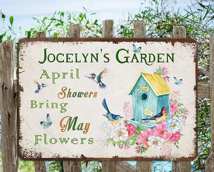 Personalized Metal Signs with Name Made in USA Custom Vintage Garden Sign Waterproof Vintage Decorative Metal Print for Wall Decor Customized Home Garden Ideas Gifts Artwork Prints for Yard Ourdoor