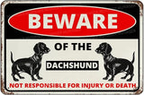 Beware Of The Dog Dachsund Sign Aluminum Metal Tin Signs Outdoor Yard Sign Warning Sign For Fence Yard Home Kitchen Farm Garden Wall Decor 8x12 Inch
