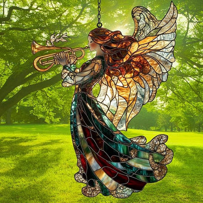 Angel Acrylic Suncatcher Stained Glass Effect Window Car Hanging Christmas Ornament Indoor Outdoor Decor Garden Sun Catcher Panel for Fairy Lover for Women Mom Grandma