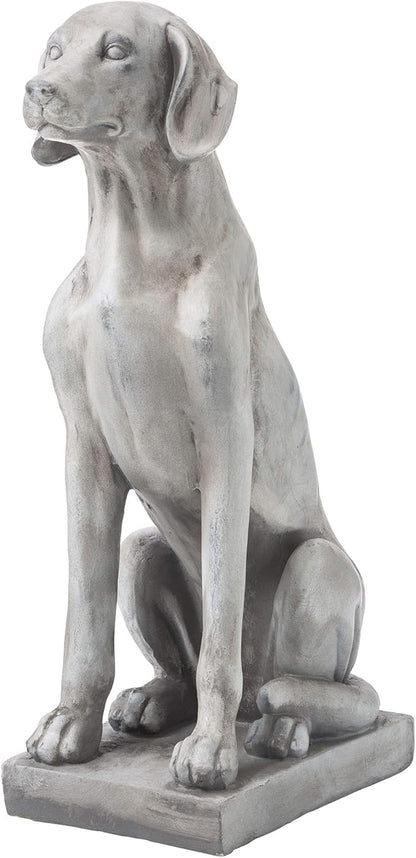 Glitzhome GH20382 Sitting Labrador Retriever Dog Statue, 28.25 Inch, Antique Beige