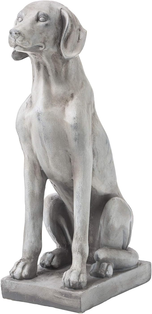 Glitzhome GH20382 Sitting Labrador Retriever Dog Statue, 28.25 Inch, Antique Beige