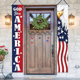 Deroro 4th of July God Bless America Patriotic Eagle Porch Banner Sign, Memorial Day American Flag Stars Stripe Front Door Decorative Hanging Welcome Banner, USA Decoration Home Outdoor Yard Decor