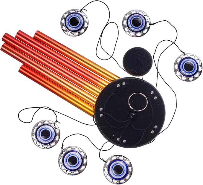 Blue Evil Eyes Amulet Wind Chimes Outdoor Hanging Decor, Evil Eye Wind Bells, Mobile Evil Eye Blessing Windcatcher, Blue Evil Eye Wind Chimes for Home, Gift for Mom, Balcony, Patio, Garden Decoration