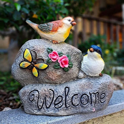 Sculpture Tabletop Statue Resin Welcome Sign Bird Garden Statue Animal Sculpture Art Decoration Terrace Lawn Garden Decoration Figurines