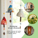 Bird Song Bell Wind Chime, Hanging Bell Bird Song Bell Garden Decoration, Hanging Rustic Wind Chime, Memorial Wind Chimes for Outside and Indoor, Gifts for Mom Friends (Grey)