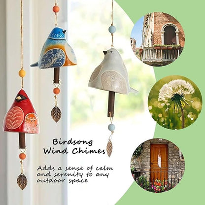 Bird Song Bell Wind Chime, Hanging Bell Bird Song Bell Garden Decoration, Hanging Rustic Wind Chime, Memorial Wind Chimes for Outside and Indoor, Gifts for Mom Friends (Grey)