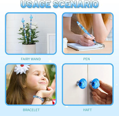 AIPRIDY 158 Pcs DIY Fairy Wand Garden Stakes Kit,Multiple Color Scheme European Beads Crystal Diamond Tops and 12 or 10 Inch Threaded Rods,Stainless Steel Stakes with Diamond Toppe(Purple)