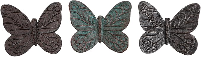 BRASSTAR Cast Iron Butterfly Statue Art Decor for Garden, Lawn, Yard, Patio, Farmhouse, Pond, Backyard, Office Desk Paper Weight Decoration 3.3''(L) Brown TQGJPT837