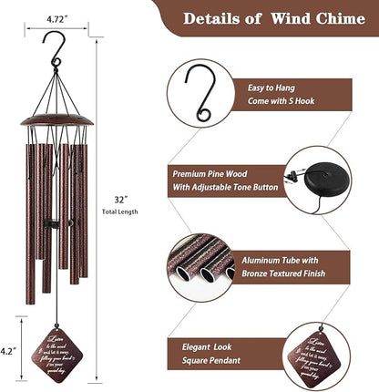 80th Birthday Gifts for Women, 80 Year Old Birthday Gifts for Mom Grandma Wife Friends, 32” Bronze Wind Chimes