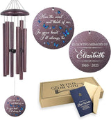 ASTARIN Memorial Butterfly Deep Tone Wind Chimes Personalized, (Printing in USA) Sympathy Remembrance Gifts for Loss of Mom Dad, Bereavement Gifts for Condolence Funeral, Garden Decoration