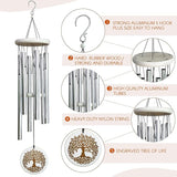 Wind Chimes Tree of Life for Loss of Loved One,33" Memorial Windchimes for Clearance,Sympathy Gift,Housewarming Gift,Listen to The Wind Chimes for Garden,Patio Decoration(Silver)