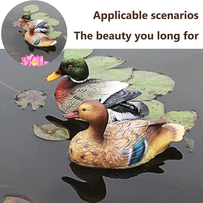 Garden Statues Pond Floating Duck Sculpture Creative Resin Duck Statue Realistic Duck Decoy for Fish Tank Garden Animal Cute Outdoor Yard Ornaments Decor