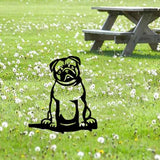 Metal Garden Dog Statue Ornament Gift Metal Art Dog Silhouette Decoration Steel Dogs Statue Decorative Garden Stakes for Yard, Lawn, Patio, Pathway (Bulldog)