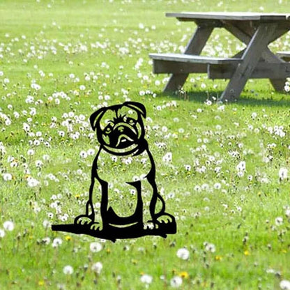 Metal Garden Dog Statue Ornament Gift Metal Art Dog Silhouette Decoration Steel Dogs Statue Decorative Garden Stakes for Yard, Lawn, Patio, Pathway (Bulldog)
