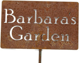 Classic Metal Garden Markers Clearance Items 20 to 33 Inches Tall (Barbara's Garden 23", Naturally Rusted)