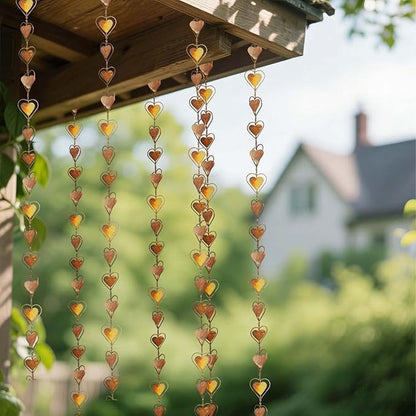 Faux Copper Heart-Shaped Rain Chain for Gutters and Downspouts Decorative Hanging Metal Rain Catcher Chain, Rustic Farmhouse Patio, Pergola & Backyard Decor