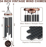 Wind Chimes for Outside, Vintage Butterfly Deep Tone Wind Chime Outdoor Clearance, Patio Porch Balcony Decoration, Garden Decor Birthday Gifts for Women Mom Grandma (34" Butterfly)