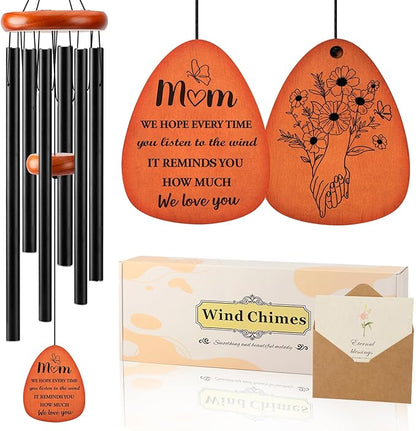 Wind Chimes Birthday Gifts for Mom from Daughter Son, Mama Gifts, Mothers Day Gifts for Mom from Daughter Son, 32" Black
