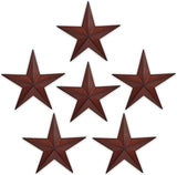 VIVICOMFY 6"（6pieces Red Black Barn Star Texas Stars Art-Metal Stars for Outside Rustic Vintage Western Wall Decor Country Home Farmhouse Wall Decorations
