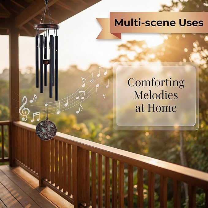 Butterfly Wind Chimes for Outside - Vintage Deep Tone Windchimes Indoor Outdoor Patio Garden Yard Porch Balcony Hanging Decoration Memorial Birthday Gifts for Women Mom Grandma Wife