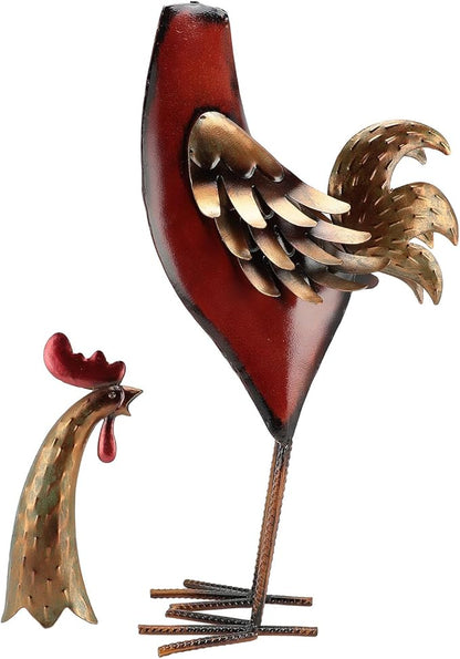 Zerodis Metal Rooster Garden Statue, Iron Chicken Sculpture Yard Art Lawn Ornament for Outdoor Garden Home Decor