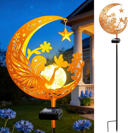 ZNYCYE Solar Lights Outdoor Decorative Moon Angel Solar Stake Lights Pathway Lights, Mothers Day Gifts for Mom Women Grandma,Fairy Garden Decor Waterproof for Walkway, Yard, Lawn, Patio (Warm White)