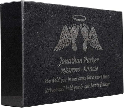 PlaqueMaker Black Granite Memorial Headstone Or Garden Memorial for Lost Infant or Child - Include You Personalized Text. Can be Used as a Sympathy Gift, Garden Stone or Grave Maker (10 x 6 x 2)