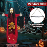 Outdoor Hanging Swinging Girl Halloween Decorations,Lighted Creepy Doll Halloween Dolls Scary Props for Garden Yard Lawn and Haunted House Decorations