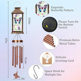 YHmall Wind Chimes for Outside, 37" Hanging Solar Windchimes Outdoors Memorial Butterfly Gifts for Women Mom Grandma, Solar Lanterns Wind Chimes for Home Patio Yard Garden Decor