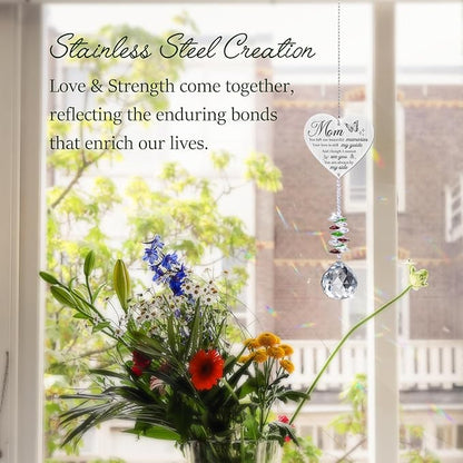 Mom in Heaven Memorial Crystal Suncatcher,Memorial Gifts for Loss of Mom,Loss of a Mother Sympathy Gifts,Hanging Crystals Ornament for Window Rainbow Maker Prisms Home Decor Gift