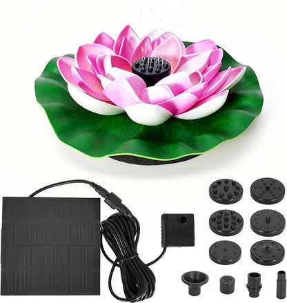 Solar Fountain Pump, 2W Solar Bird Bath Fountain with 7 Spray Nozzles & Detachable Lotus Design, Floating Solar Water Pump for Garden, Pond, Patio, Pool, Outdoor Decor