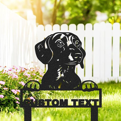 Custom Dachshund Dog Metal Garden Sign Decor for Outside | Personalized Dachshund Garden Stake Yard Sign | Customized Pet Dog House Decor Welcome Name Signs Lawn Decorations