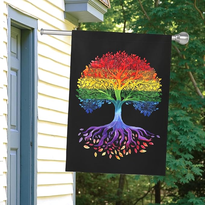 Gay Pride Flag for Outside House LGBTQ Rainbow Tree Life Garden Flags 28 x 40 Double Sided Large Lawn Seasonal Decorative
