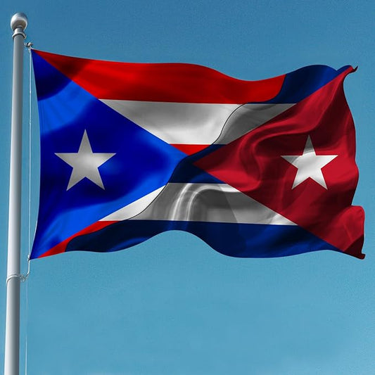 Puerto Rican Puerto Rico And Cuba Cuban Flag 3x5 Ft Double-Sided Printed Indoor/Outdoor Flag Polyester Fabric Decorative Banner With 2 Brass Grommets 3x5 Foot National Flags For Outside