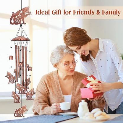 for Mom Cat Wind Chimes for Outside,Cat Gifts for Women/Men/Sympathy Gift/Memorial/Festival Birthday Gifts Metal windchimes Outdoors/Indoors,Patio,Garden Decor,Yard Decor,Porch