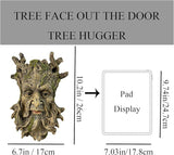 Tree Face Statue Outside Yard Outdoor Decoration, Fairy Tree Face Decor and Yard Decorations Accessory, Whimsical Wallmount Old Man Art with Moss, Fence Hanging Sculpture Orantments, 6.7" x 9.8" Gift