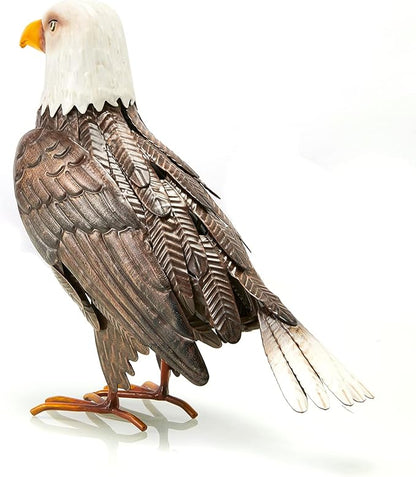 GUTE Bald Eagle Metal Garden Bird, Yard Sculpture Art- Large Statue Realistic Standing Decoy Pecker Bird - Outdoor Fall, Winter, Spring, Summer Decoration- Ornament Decor - Home & Sympathy Gifts