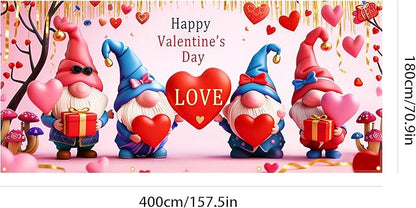 Valentine’s Day Garage Door Banner 157.5x70.9in Large Love Garage Door Cover Outdoor Valentine Decorations for House Exterior Yard Party Decor with Grommets and Rope