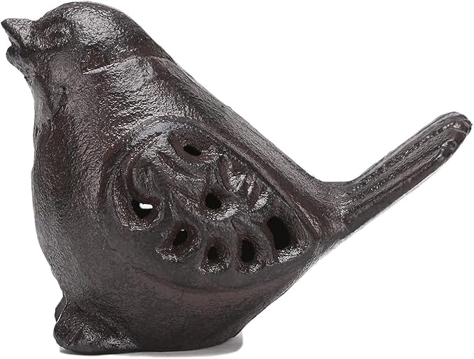 Cast Iron Bird Sculpture Outdoor Statue Hollow Carved Bird Tabletop Decor Figurines,Creative Animal Statues Indoor Outdoor Garden Home Decoration