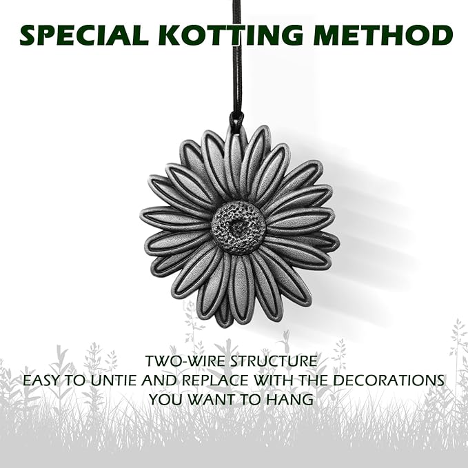 Daisy Wind Chime for Outside,29 "Memorial Outdoor Wind Chimes Sunflower Gifts for Women/Mother/Father/Christmas,Unique Windchimes Outdoors Daisy Garden Patio Home Yard Decor (Silver)