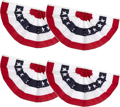 1.5x3Ft 250th Anniversary Flag 4th of July Decorations Memorial Day American flags Bunting Flags outdoor- Half Fan Banner Pleated Patriotic flag USA Flags double-sided 4-Pack