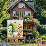 Gnome Garden Flags 12x18 Inch Double Sided Small Burlap Spring Summer Seasonal Holiday Wildflowers Home Outdoor Yard Lawn Welcome Buffalo Plaid Flag Decor