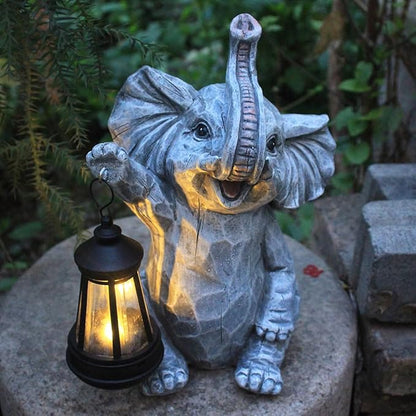 Garden Statues Elephant Solar Figurine Decor Outdoor Waterproof Lights, Yard Decorations Outdoor, Garden Decor Unique Birthday Housewarming Gifts for Mom (Elephant 2)
