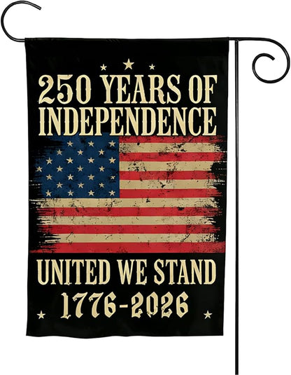 1776-2026 250th Anniversary USA Garden Flag, 4th of July Garden Flag for Outside, 12x18 Double Sided Outdoor Decoration for Independence Day, Red White Blue American Flags, Patriotic Banner for Yard