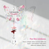 Funnli Daughter from Mom Dad Crystal Suncatcher, Daughter Birthday Gifts, Graduation Christmas Valentines Day Gifts for Daughters Her Teenage Girls Window Hangings Home Decoration