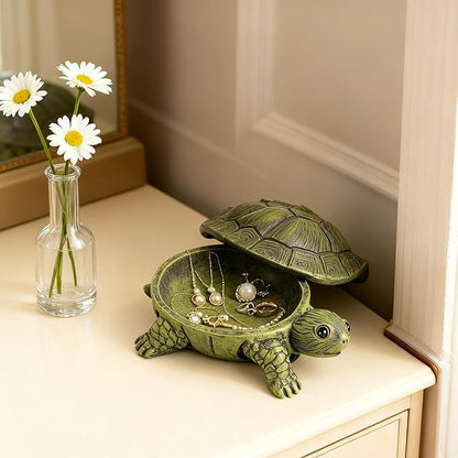 Key Holder Outdoor Waterproof Realistic Turtle Design, Hide a Key Hider with Secret Storage Compartment for Spare Keys, Trinket Box,Mom Gift Resin Spring Garden Ornament for Patio Yard Lawn Home Decor